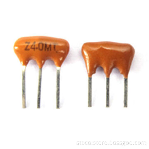 Ceramic Resonator with Dip 3 Pins with Built-in Load Capacitors, Frequency Ranging From 1.8432-50MHz